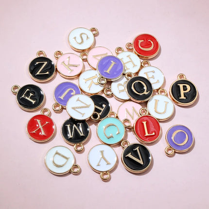 26pcs 12x14mm A-Z Letter Charms Enamel Alphabet Initial Letter Charms Pendant Handmade DIY Bracelet Jewelry Making Accessories
