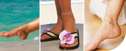 Dainty Layered Silver Anklet with Heart Charm - Elegant CZ Bracelet for Women, Waterproof & Trendy Gift