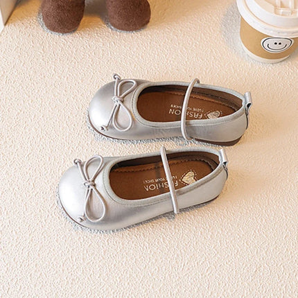Girls' Loafer Shoes Round-toe Versatile Kids Leather Shoe Spring Autumn Bowknot New Children's Flats for Princess Ballet Fashion