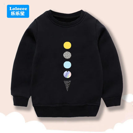 Lolocee Kids Sweatshirt,Crew Neck Long Sleeve with Cute Planet Print,Boys Fashion Pullover Top Toddler Children's Daily Wear XQ1