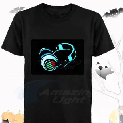 Popular Sound Active Equalizer EL T-shirt Equalizer Light Up Down LED T-shirt Flashing Music Activated LED T-shirts Men Women Tee