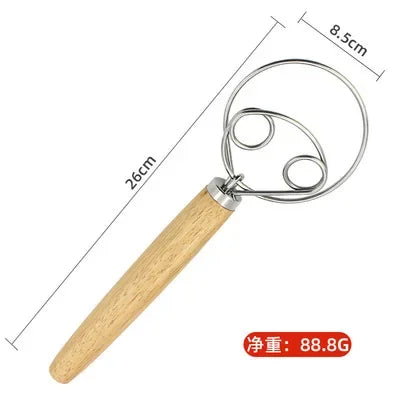 Large Hand Danish Dough Whisk Bread Mixer Stainless Steel Cake Pastry Dough Mixer Stick Egg Beater Kitchen Baking Blender Tools