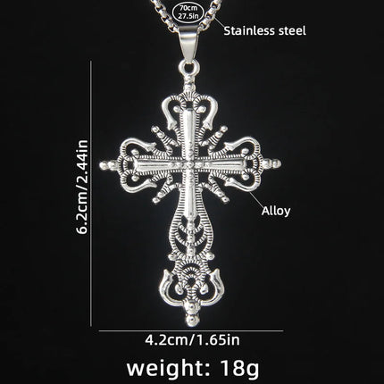 Vintage Cross Pendant Necklace Unisex Versatile Simple Long Sweater Chain Hip Hop Accessory