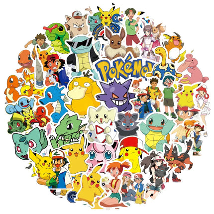 50/100Pcs Pikachu Stickers Graffiti Luggage Pokemon Skateboard Bicycle Guitar Laptop Kids Waterproof Stiker Toys Birthday Gift