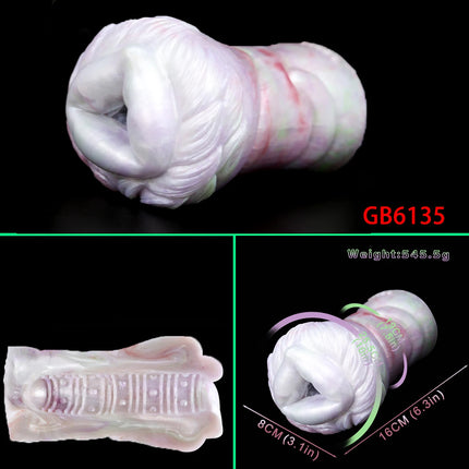 GEEBA Dual Channel Fantasy Furry Masturbation Sleeve For Men Pocket Pussy Silicone Male Masturbator In Fur Adult Sex Toys Supply