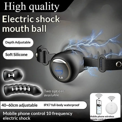 26New Electric Shock Ball Gag Remote-Controlled Dildo 10 Vibration Modes Adjustable BDSM Restraints Soft Silicone Adult Sex Toys