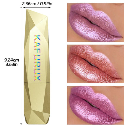1PC glitter metallic lipstick finish hydrating 19 colors red pink sparkling highly pigmented lip tints  lips makeup gifts cosmet