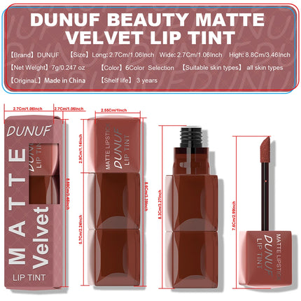 Liquid Velvet Matte Lipstick Long-lasting Waterproof Lip Gloss Lip Glaze Non-Stick Cup Nude Red High Pigment Y2K Christmas Gift