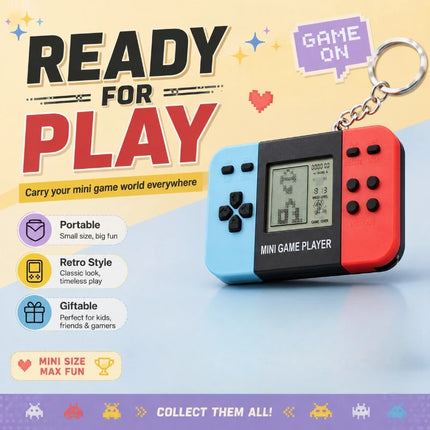 1pc Classic Tetri Handheld Game Console Keychain Retro Portable Nostalgic Puzzle Toy for Men And Women mini keychain pendant Toy