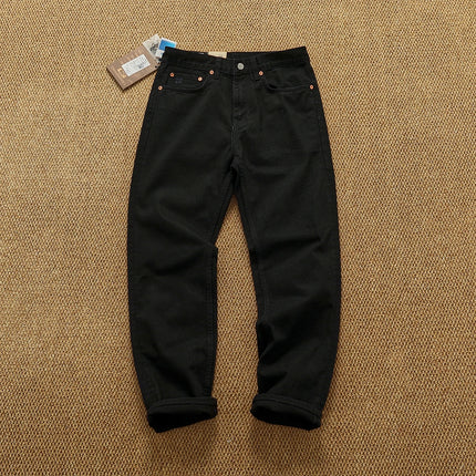 Advanced Washed Black American Retro Distressed Straight Jeans for Men Autumn and Winter Heavyweight Thick Simple Loose Trousers