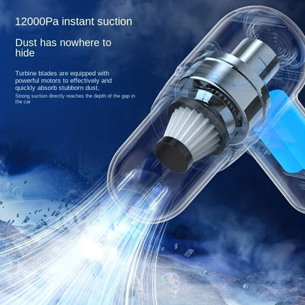 12500Pa Portable Car Vacuum Cleaner Cordless Handheld 4-in-1 Suction/Blow/Pump/Inflate Mini Vacuum for Car Home Desktop Cleaning