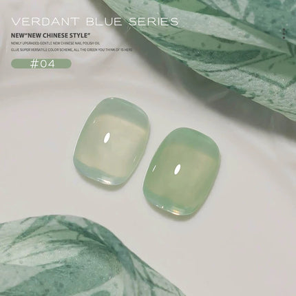MN 12ML 1-12PCS Chinese Style Turquoise Gel Nail Polish 2026 New Ice Transparent Green Jelly Gel Polish Yellow Green Nails