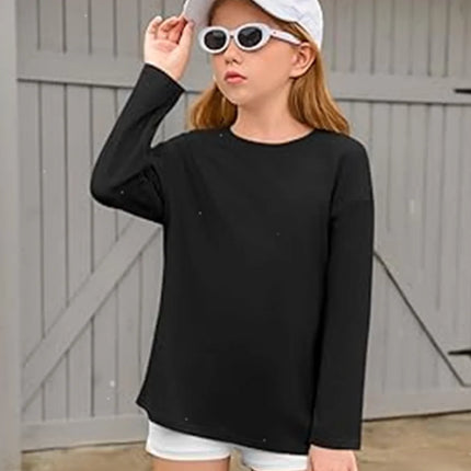 Girls Boys Long Sleeve T-Shirts Casual Kids Pure Cotton O-neck Solid Tee Tops Spring Blouse T Shirt for Teens Girl Clothes 3-14Y