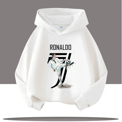 Autumn Cartoon CR7 Ronaldo Print Children's Hoodies Long Sleeve Sweatshirt Boy Football Star Casual Kid Warm Pullover Clothing
