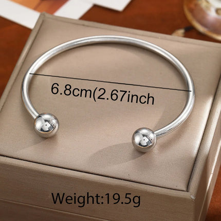 Stainless Steel Solid Ball Necklace for Women Punk Silver Color Adjustable Opening Necklace Bracelet Jewelry Accessories Gift