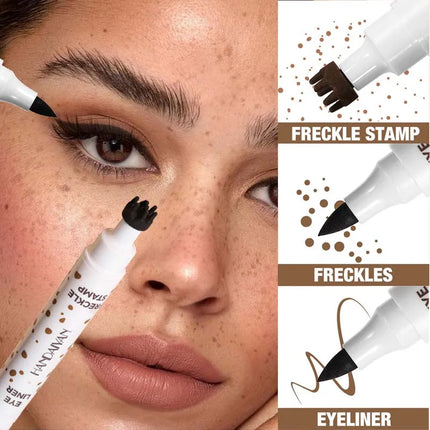3 in 1 Natural Simulation Freckle Stamp Pen Waterproof Easy Color Freckle Dot Pen Face Fake Freckles Eyeliner Lasting Makeup