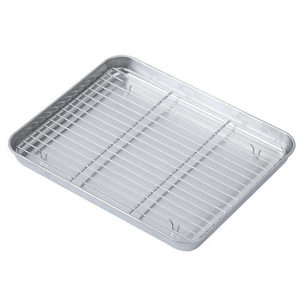 Stainless Steel Baking Pan Tray With Wire Rack Cake Baking BBQ Pan Tray Plate Oven Brownie Rack Cooking Roasting Grilling Tool