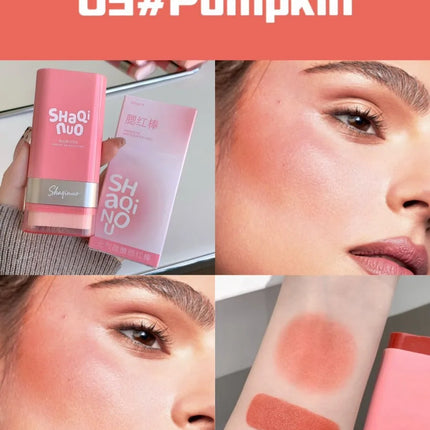 SHAQINUO Large-capacity High Color Rotating Blush Cream Stick 13g Moisturing Natural Long-lasting Waterproof Non-Removing Blush