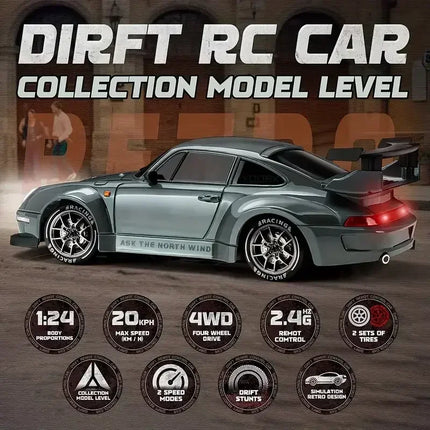 1/24 4WD RC Drift Car 2.4G Remote Control High Speed Racing Toy for Kids Boys Children Christmas Gifts