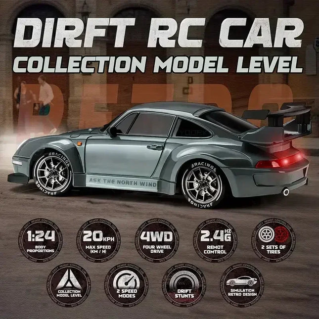1/24 4WD RC Drift Car 2.4G Remote Control High Speed Racing Toy for Kids Boys Children Christmas Gifts