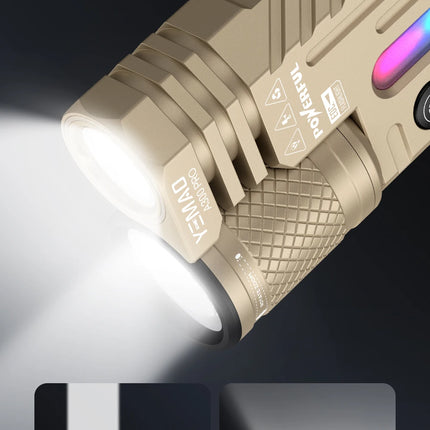 Rechargeable EDC Flashlight, 3500LM Dual-Core LED with Fixed & Zoomable Beams, RGB Ambient Light, Magnetic Base, USB-C Charging