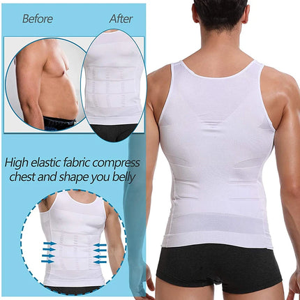 Men Slimming Body Shaper Chest Compression Shirts Tummy Control Shapewear Abdomen Slimming Vest Waist Trainer Corset Tank Top