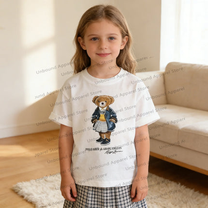 Children T-shirt With Added Sugar Summer New Product for Boys Girls Cartoon Teddy Bear Short Sleeved T Baby Cute Pattern