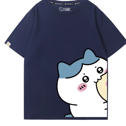 MINISO Cute Chiikawa Print Short Sleeve Women Men Loose Casual Everyday Wear T-shirt Stylish High-quality Tops Clothing