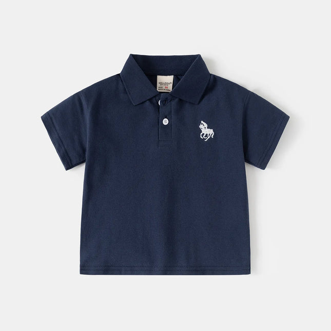 2026 Short Sleeve Summer Boy's Polo Shirt Children Tops Wear 90-130 CM Kids Tees Soft Boys Costumes 4-6Y