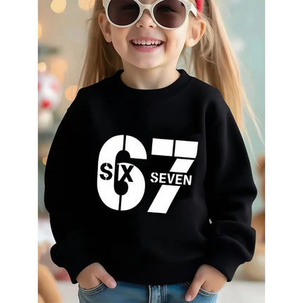 Children's Six Seven 67 Brainrot Crew Neck Hoodies Funny Sweatshirts for Boys Girls Unisex Hoody Manga Kids Streetwear Clothes