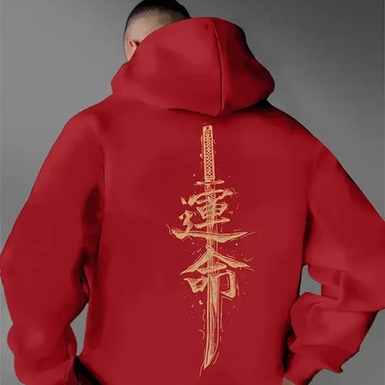 Japanese-style Fate Fashion Print Design for Men's Autumn and Winter Sweatshirts Hoodies Trendy Street Casual Sporty Pullovers