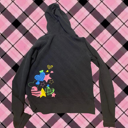 Vintage Y 2k Long Sleeve Zip Up Hoodies Women Clothes Hood Harajuku Star Girl Y2k Sweatshirts Womens Clothing Hoodie Graphic Emo