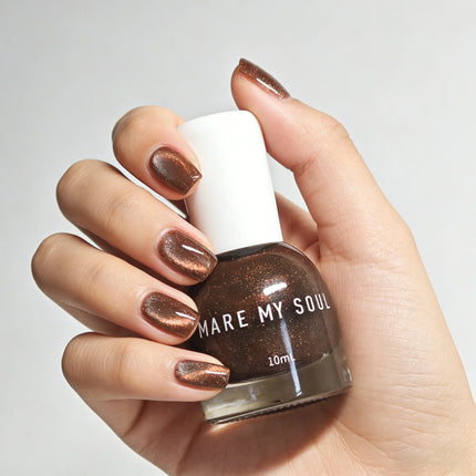 S168 Bronze 10ml No-Bake Cat Eye Nail Polish. Crystal Berry color series base with berry red fragments. Quick-drying