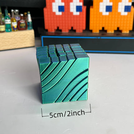3D Printed Slime Effect Cube Fidget Toy, Stress Relief Desk Toy