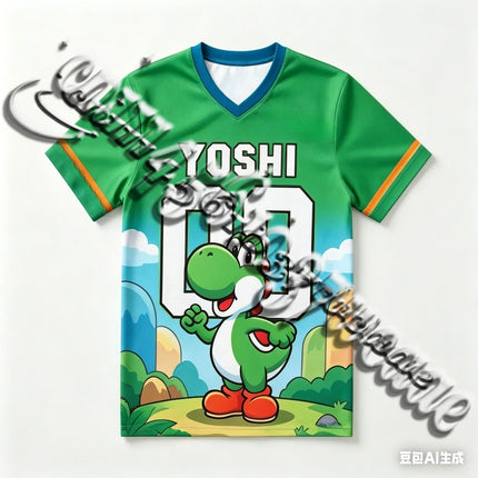 Bandai 2026 Animation Movie Donkey Kong Mario Full Character Rugby Shirt Summer Oversized T-Shirt Family Matching Sports Wear