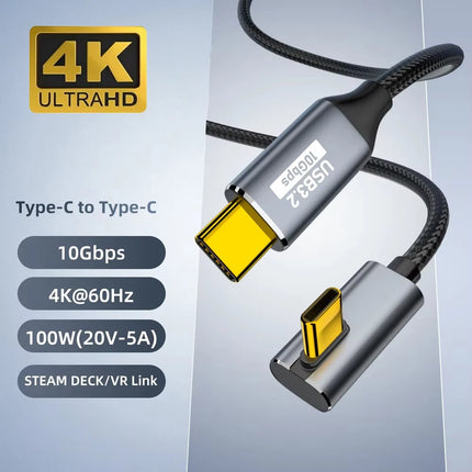 100W USB-C 3 Gen2 10Gbps Cable Type-C to C 4K@60Hz Video Cable QC3.0 5A Fast Charging Cable For iPhone16 17 MacBook Pro Samsung