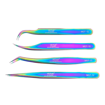 VETUS Original New MGT Series Eyelash Tweezers Anti-slip Handle Fish Scale Texture Precision Super Fine Fiber Tip Tweezers