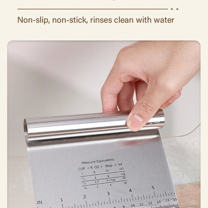 Stainless Steel Cake Scraper & Dough Cutter with Measuring Scale, DIY Dough Pastry Spatulas, Bread Baking Accessories