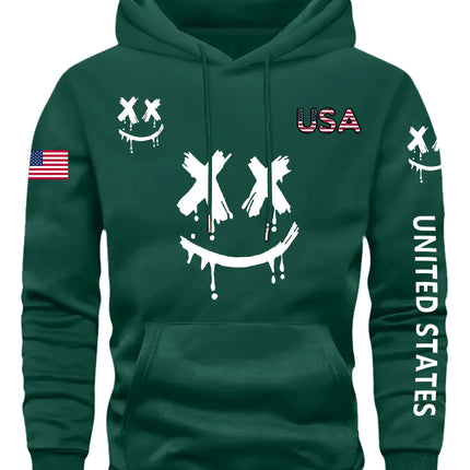Autumn Winter Expression Print Men Women Long-sleeved Hooded Sweatshirt Daily Outdoor Vacation Fitness Casual Warm Sportswear