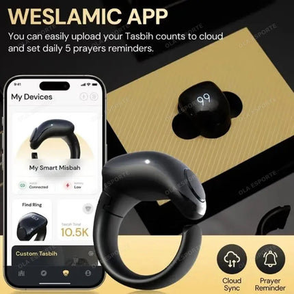 Electronic Tasbih Counter Weslamic Itasbih Zikr Ring Digital Counting Accessory for Prayers, Up to 9999 Counts Waterproof 2025