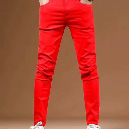 KING JEANS RED Men's Long Pants Bulletproof Business Office Style Simple And Versatile Suitable For Various Occasions