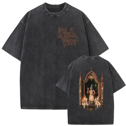Washed Oversized T-shirt Melanie Martinez Heads Album Men Women Short Sleeve Harajuku Fashion Short Sleeve T-shirt Streetwear