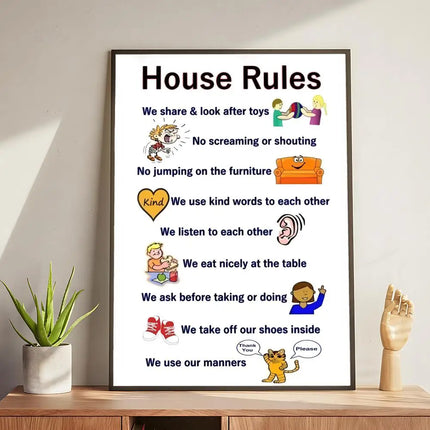 house rules Poster Modern and Elegant Wall Stickers for Home Decor Living Room Dormitory Wall Art