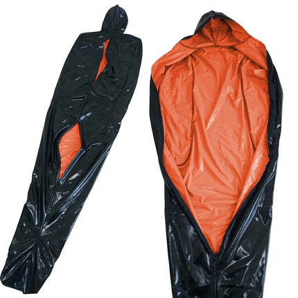 Vinyl PVC Leather Bondage Sack Bag with Inner Arm Pocket Zipper Wetlook Two Side Bondage Bag Cross Dressering Cosplay Bodysuit