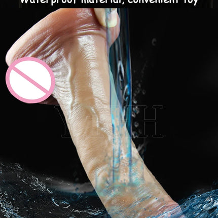 Skin-sliding foreskin dildo. Realistic dildos for women, anal-vaginal stimulation, long fake penis butt plug sex toys for women.