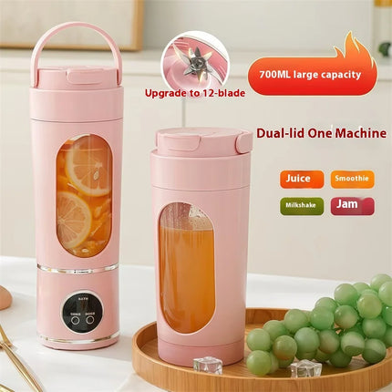 2026 New Upgrade New Household Charging MINI Portable Juice Maker Blender 700ML Large Capacity Digital Display Juice Cup 12-Blad