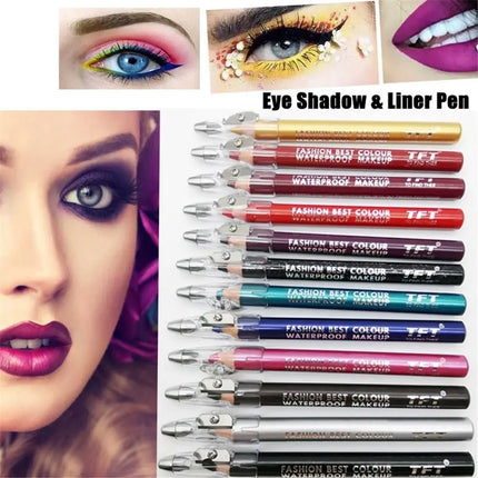 Beauty Eye Cosmetics Glitter Colourful Matte Waterproof Highlighter Pigment Eyeliner Pencil with Sharpener Eye Shadow&Liner Pen