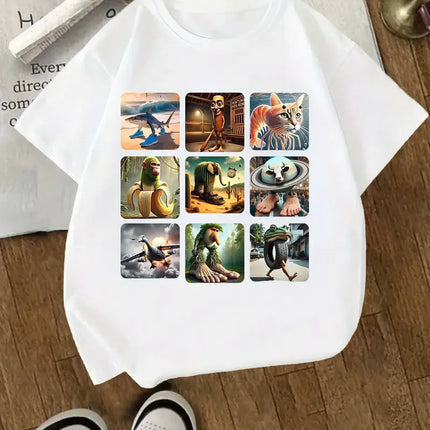 90s Youngsters Unisex Italian Brainrot T-Shirt Kids Children Print Clothes Round Neck Basic Boys Girls Tops  Casual Shirts Gift