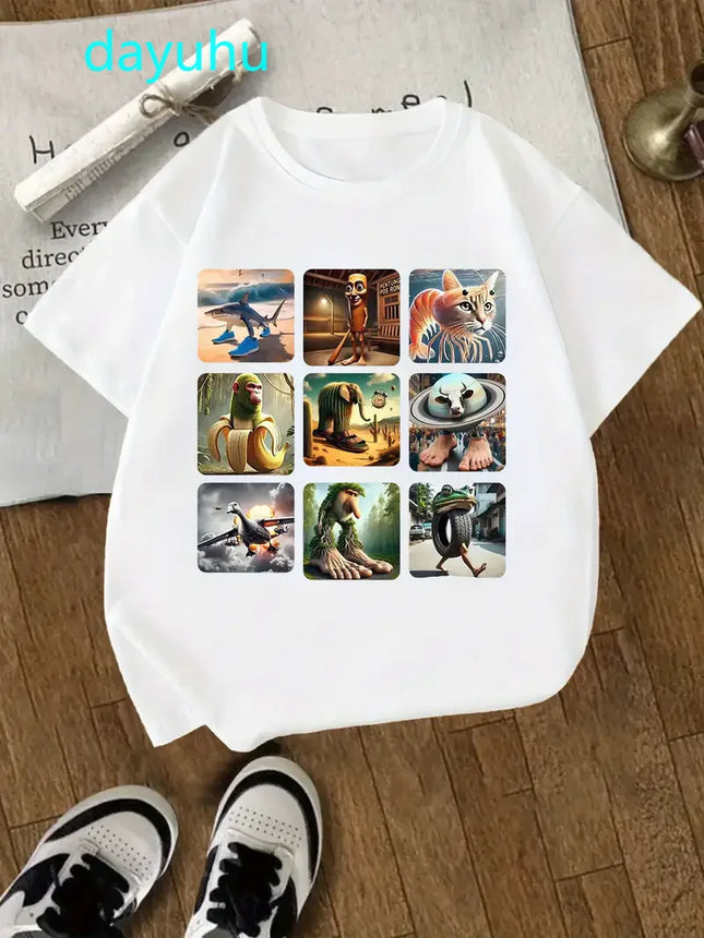 90s Youngsters Unisex Italian Brainrot T-Shirt Kids Children Print Clothes Round Neck Basic Boys Girls Tops  Casual Shirts Gift