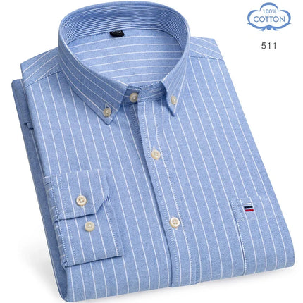 2026 New IN Shirt  Designer Clothes 100% Pure Cotton Oxford Shirts for Men Long Sleeve  Plaid Shirt Striped Male BusinessTartan